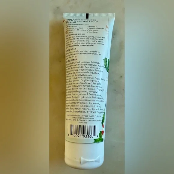 Nakery Beauty Snowflake Kisses Body Butter for crepe smoothing & repair. 3.38 oz - Picture 2 of 3